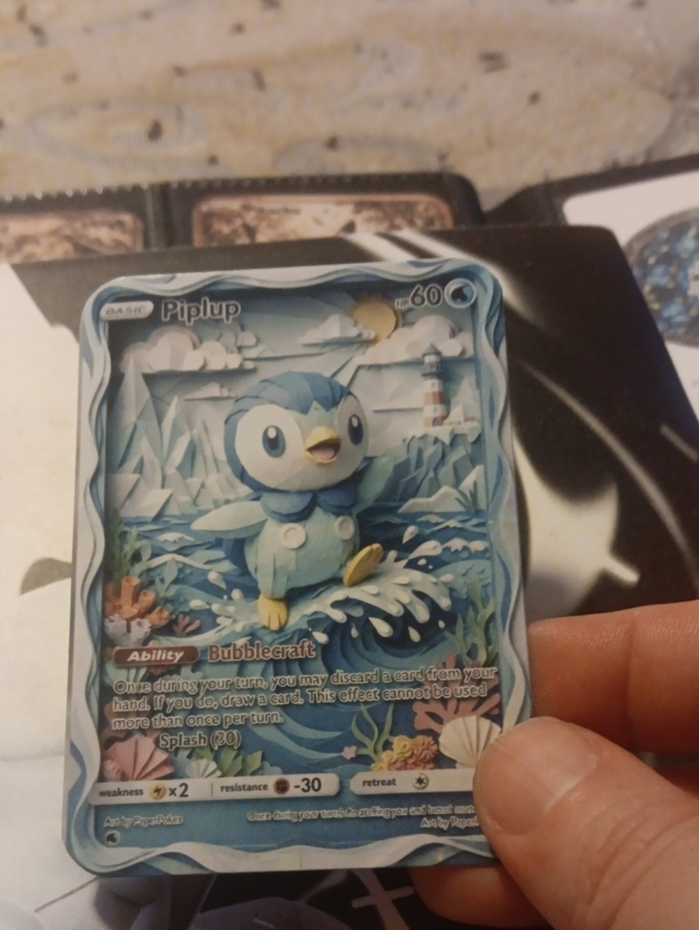 Piplup Pokémon Card - Blue Decorative Art Card